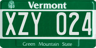 VT license plate XZY024