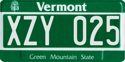 VT license plate XZY025