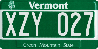 VT license plate XZY027