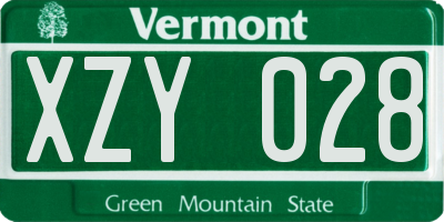 VT license plate XZY028