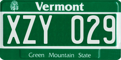 VT license plate XZY029