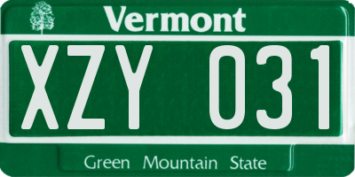 VT license plate XZY031