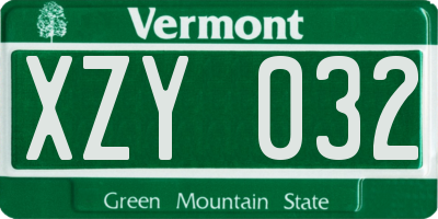 VT license plate XZY032