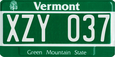 VT license plate XZY037