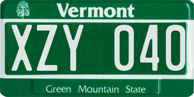 VT license plate XZY040