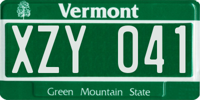 VT license plate XZY041