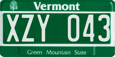 VT license plate XZY043