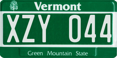 VT license plate XZY044