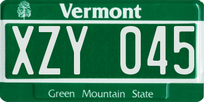 VT license plate XZY045
