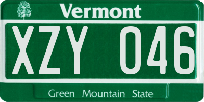 VT license plate XZY046
