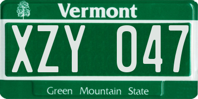 VT license plate XZY047