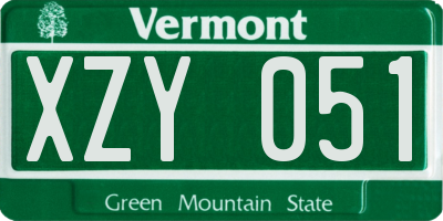 VT license plate XZY051