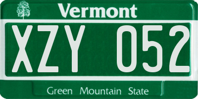 VT license plate XZY052