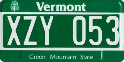 VT license plate XZY053