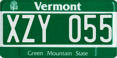 VT license plate XZY055