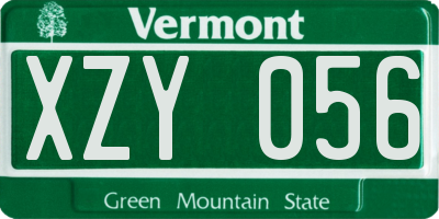 VT license plate XZY056