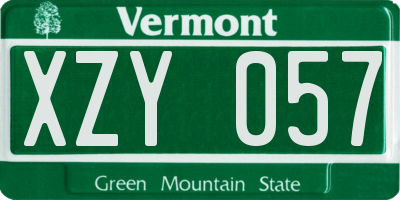 VT license plate XZY057