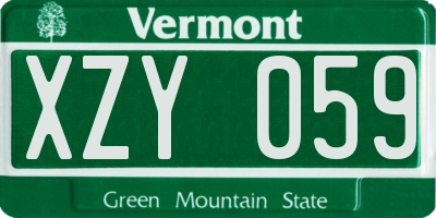 VT license plate XZY059