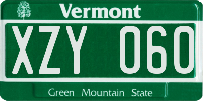 VT license plate XZY060