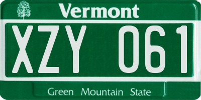 VT license plate XZY061