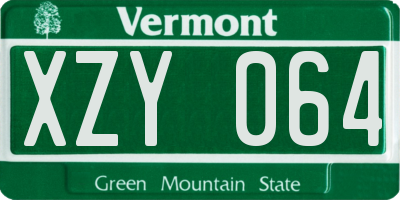 VT license plate XZY064