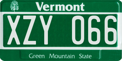 VT license plate XZY066