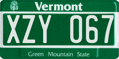 VT license plate XZY067