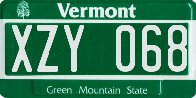VT license plate XZY068