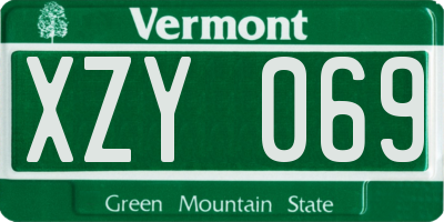 VT license plate XZY069
