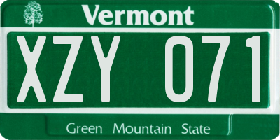 VT license plate XZY071