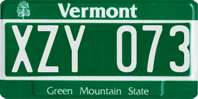 VT license plate XZY073