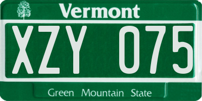 VT license plate XZY075