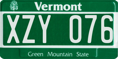 VT license plate XZY076