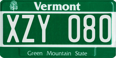 VT license plate XZY080