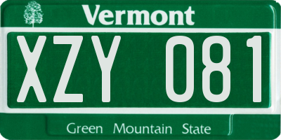 VT license plate XZY081