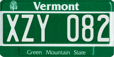 VT license plate XZY082