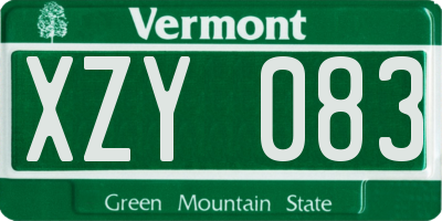 VT license plate XZY083
