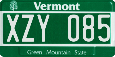 VT license plate XZY085