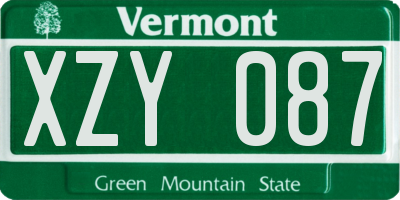 VT license plate XZY087