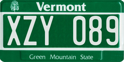 VT license plate XZY089