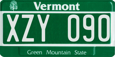 VT license plate XZY090