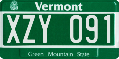 VT license plate XZY091