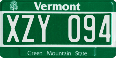 VT license plate XZY094