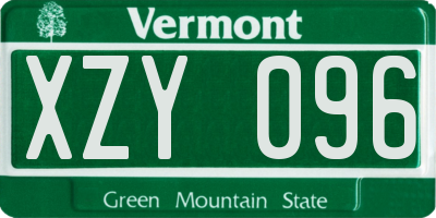 VT license plate XZY096