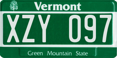 VT license plate XZY097