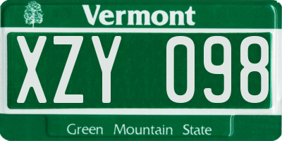 VT license plate XZY098