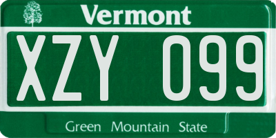 VT license plate XZY099