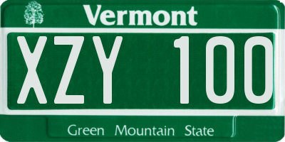 VT license plate XZY100