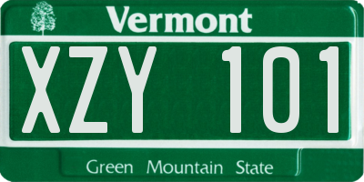 VT license plate XZY101