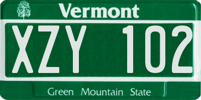 VT license plate XZY102